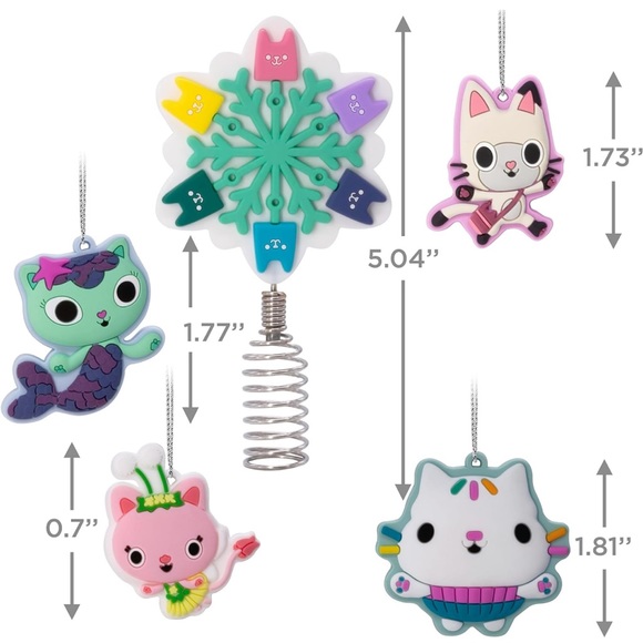 NIB Hallmark DreamWorks Gabby's Dollhouse 5" Miniature Tree Topper & ornaments - Picture 3 of 6